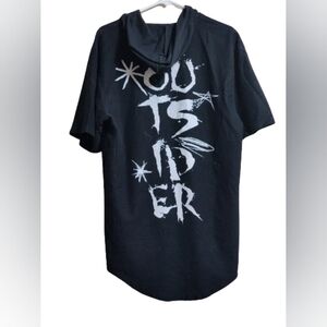 Oxgn graphic print outsider dress with hoodie color black size XL